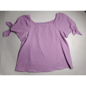 CeCe Lilac Purple Square Neck Tie Sleeve Crepe Blouse Mens Size Medium
